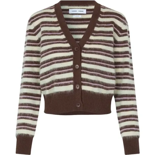 Striped Cardigan with V-Neckline , female, Sizes: S, L, M - Samsøe Samsøe - Modalova