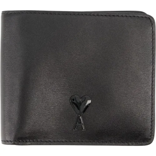 Heart Flap Leather Wallet , female, Sizes: ONE SIZE - Ami Paris - Modalova