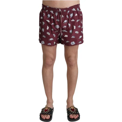 Maroon Elegance Herren Badehose , Herren, Größe: M - Dolce & Gabbana - Modalova