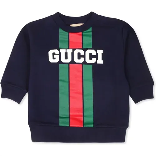 Blauer Baumwoll-Logopullover,Kinder Pullover Kollektion - Gucci - Modalova