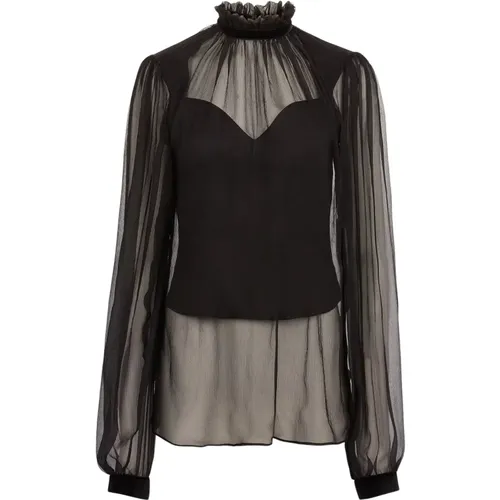 Blouses, female, , Size: M Ruffled Highneck Silk - Nina Ricci - Modalova