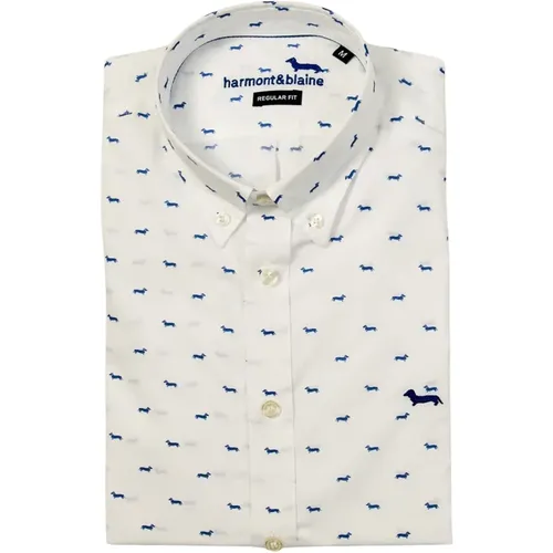 Bassotto Print Cotton Men's Shirt , male, Sizes: L - Harmont & Blaine - Modalova