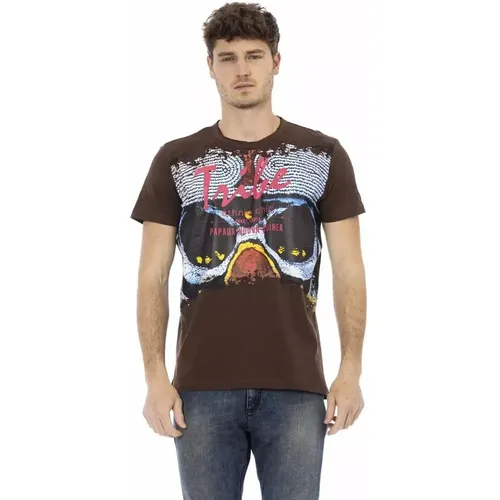 Elegantes Braunes Kurzarm-T-Shirt , Herren, Größe: L - Trussardi - Modalova