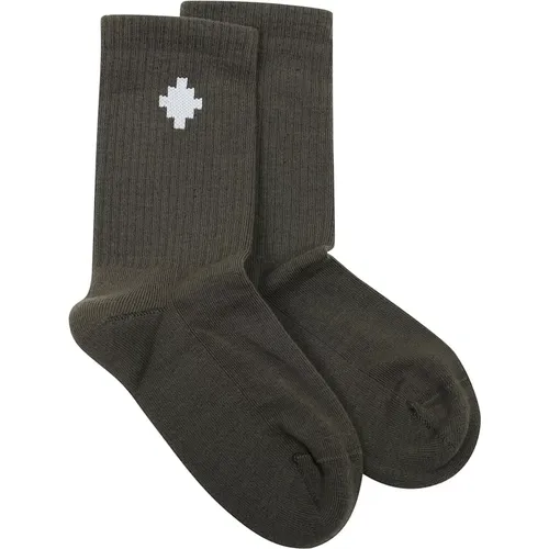Hohe Socken mit militärischem Kreuzlogo,Logo Cross Hohe Socken - Marcelo Burlon - Modalova