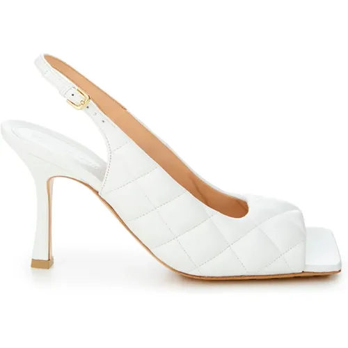 Weiße Matelasse Sandale mit Knöchelriemen , Damen, Größe: 40 EU - Bottega Veneta - Modalova