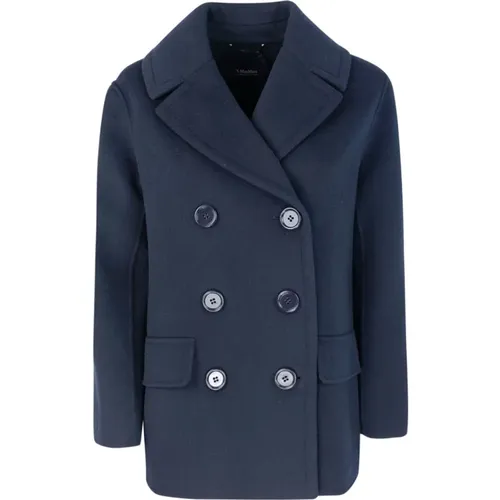 Blaue Wolljacke mit Seidenfutter , Damen, Größe: S - Max Mara Studio - Modalova