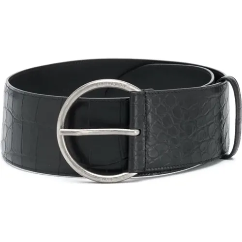 Monroe Cocco Print Leather Belt , female, Sizes: 95 CM - Saint Laurent - Modalova