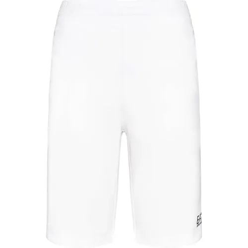 Weiße Bermuda-Shorts mit Logo-Detail , Herren, Größe: L - Emporio Armani EA7 - Modalova