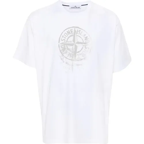 Reflective Compass Print Logo T-Shirt , male, Sizes: 2XL - Stone Island - Modalova