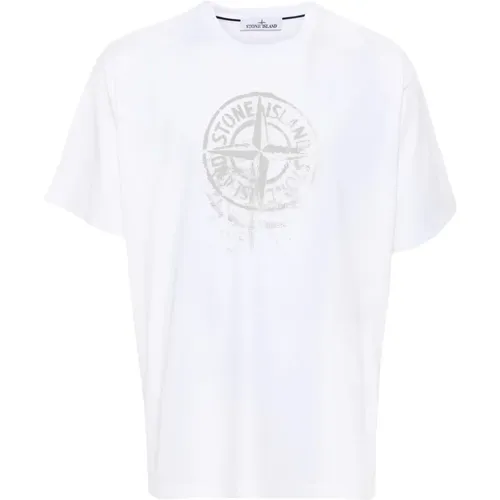Reflective Compass Print Logo T-Shirt , male, Sizes: L, S, M, 2XL - Stone Island - Modalova