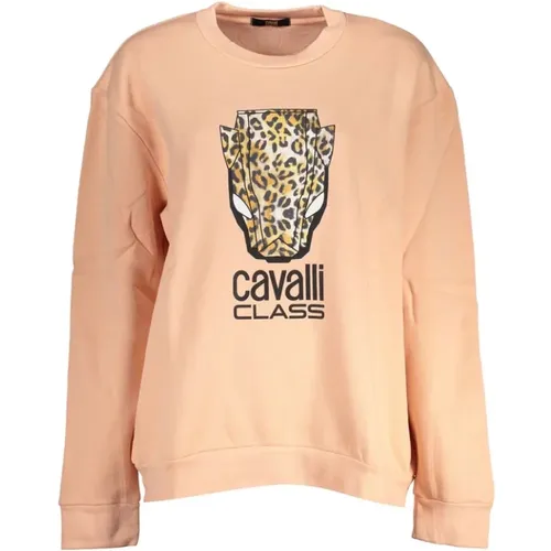 Eleganter Rosa Fleece-Pullover , Damen, Größe: XL - Cavalli Class - Modalova