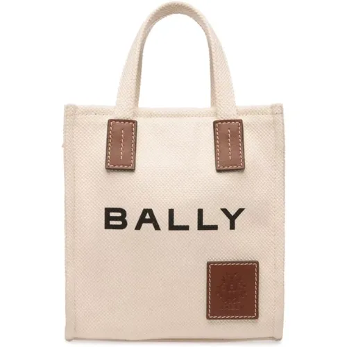 Tote Bags, male, , Size: ONE SIZE Canvas Logo Print Shoulder Bag - Bally - Modalova