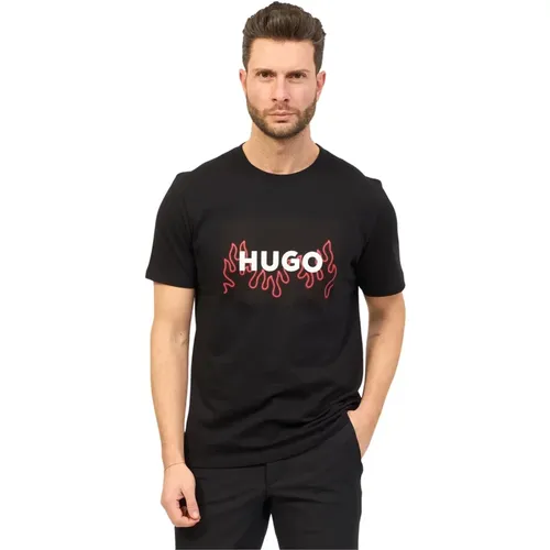 Mens Regular Fit T-Shirt with Flame Graphic , male, Sizes: M, S, 2XL, L, XL - Hugo Boss - Modalova