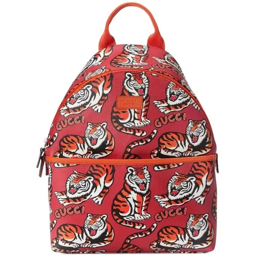 Backpacks, unisex, , Size: ONE SIZE Tiger Print Kids Backpack - Gucci - Modalova