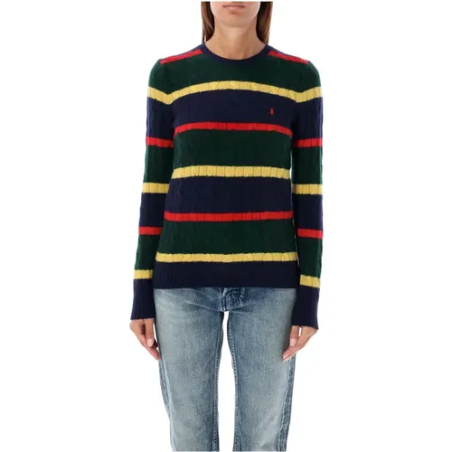 Navy Multi Stripes Cable Strickpullover , Damen, Größe: M - Ralph Lauren - Modalova