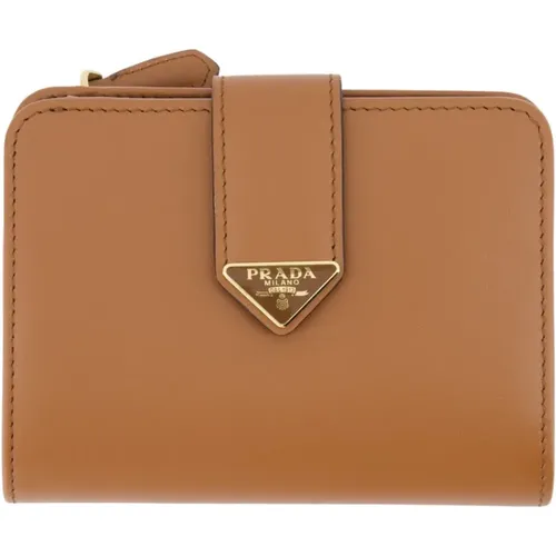 Saffiano Wallet with Metal Logo , female, Sizes: ONE SIZE - Prada - Modalova