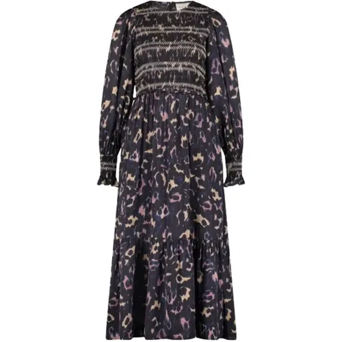 Midi Kleid mit Animal-Print und Rüschen-Details , Damen, Größe: M - Fabienne Chapot - Modalova