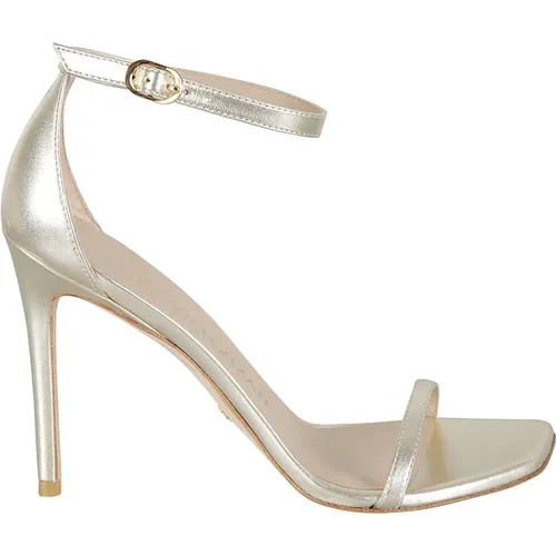 Grey Metallic Sandals High Heel , female, Sizes: 5 1/2 UK, 7 1/2 UK, 6 UK - Stuart Weitzman - Modalova