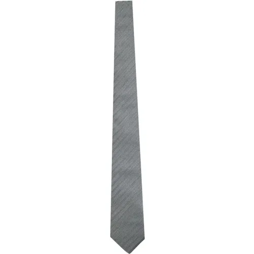 Ties, male, , Size: ONE SIZE Diagonal Striped Silk Tie Grey - BRUNELLO CUCINELLI - Modalova