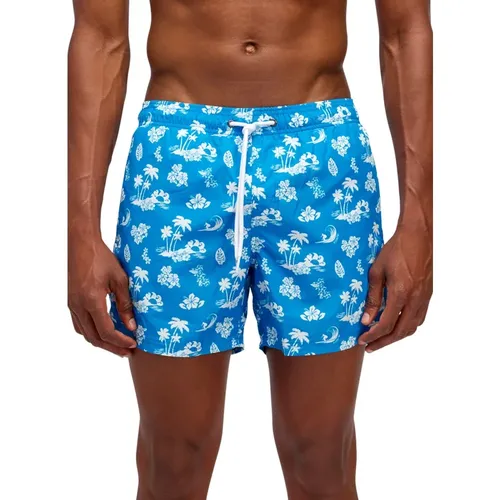 Hibiscus Modello Beach Boxer Shorts , male, Sizes: L - Sundek - Modalova