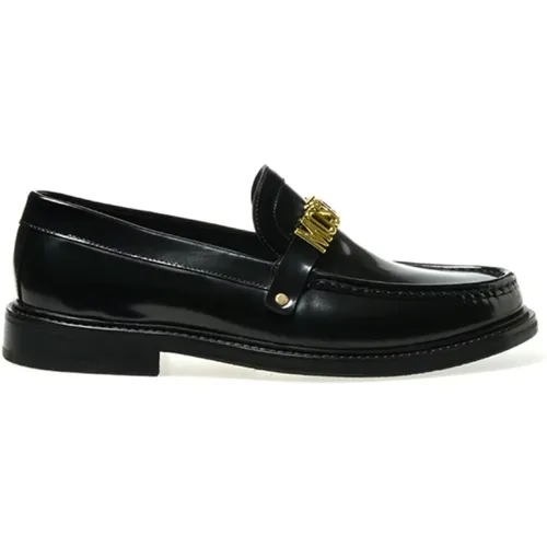 Schwarze flache Schuhe , Damen, Größe: 41 EU - Moschino - Modalova
