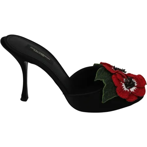 DG Red Roses Heels Slides Sandals , female, Sizes: 5 UK, 3 UK, 3 1/2 UK, 2 UK, 4 UK, 4 1/2 UK, 2 1/2 UK - Dolce & Gabbana - Modalova