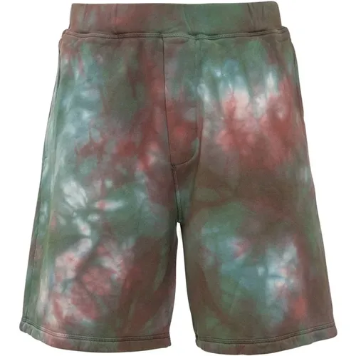 Casual Shorts, male, , Size: L Green Tie-Dye Shorts Ss22 - Dsquared2 - Modalova