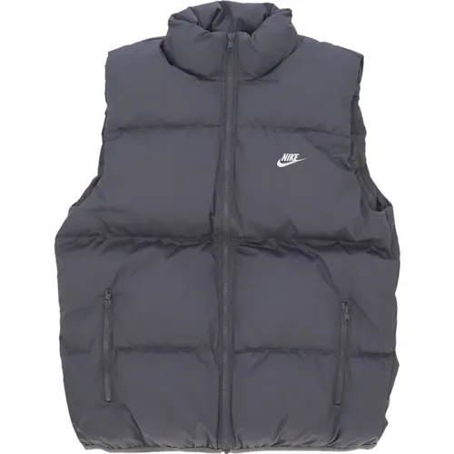 Vests, male, , Size: L Club Puffer Vest Iron Grey/White - Nike - Modalova