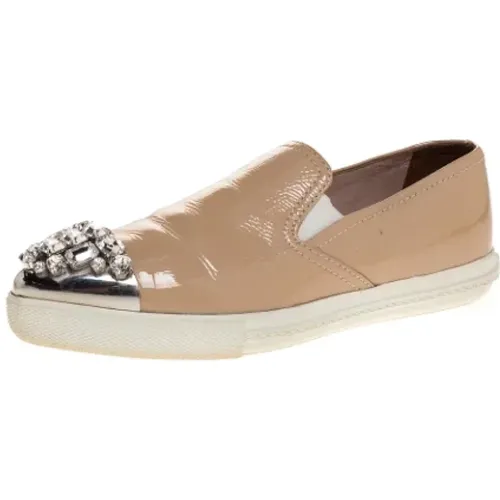 Pre-owned Flats, female, , Size: 5 US Pre-owned Leather sneakers - Miu Miu Pre-owned - Modalova