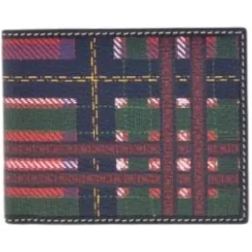 Wallets & Cardholders, male, , Size: ONE SIZE Baobab Tartan Leather Wallet - Carolina Herrera - Modalova