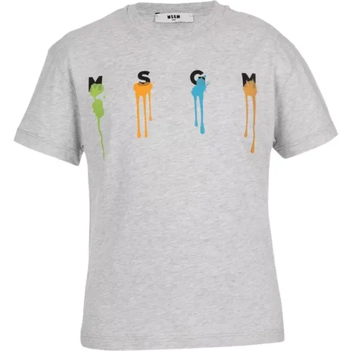 Graues Kinder T-Shirt mit Multicolor Logo Print - Msgm - Modalova