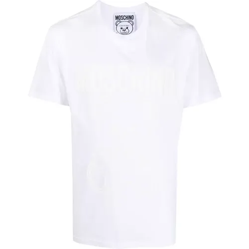Logo-Print Cotton T-Shirt , male, Sizes: L - Moschino - Modalova