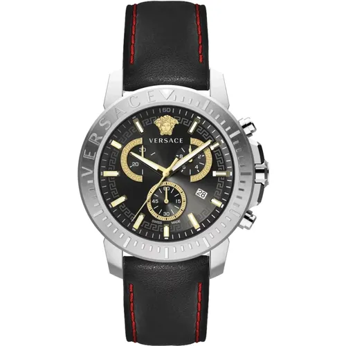 NEW Chrono Leder Chronograph Uhr - Versace - Modalova