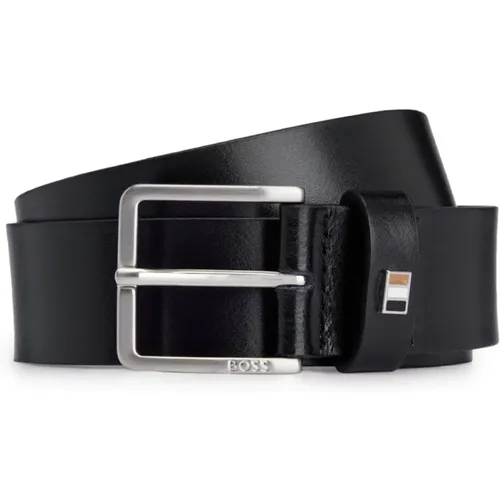 Signature-stripe leather belt in , unisex, Sizes: 100 CM, 105 CM, 90 CM, 95 CM, 110 CM - Hugo Boss - Modalova