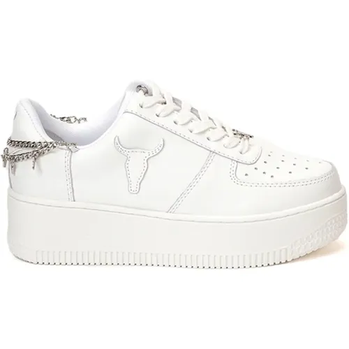 Weiße Leder Sneakers mit Stierkopf , Damen, Größe: 36 EU - Windsor Smith - Modalova