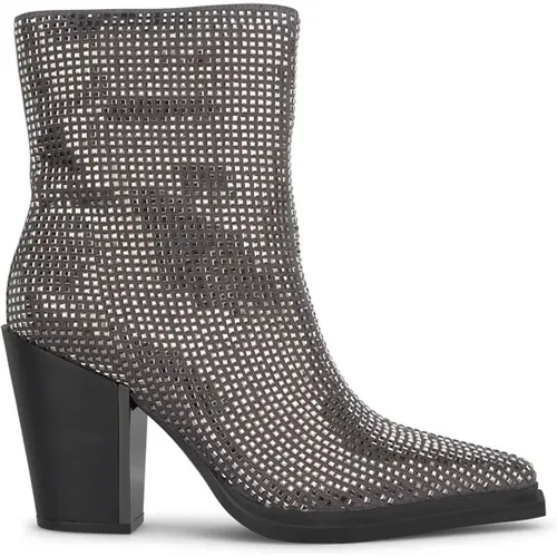 Heeled ankle boot covered with rhinestones , female, Sizes: 8 UK, 4 UK, 5 UK, 7 UK, 3 UK, 6 UK - Alma en Pena - Modalova