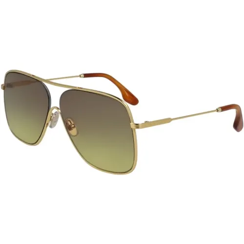 Goldene Metallsonnenbrille für Frauen - Victoria Beckham - Modalova