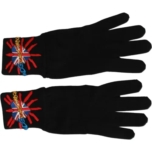 Gloves, unisex, , Size: ONE SIZE London Embroidered Wool Gloves - Dolce & Gabbana - Modalova