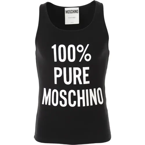 Geripptes Tanktop in Schwarz , Herren, Größe: 2XL - Moschino - Modalova