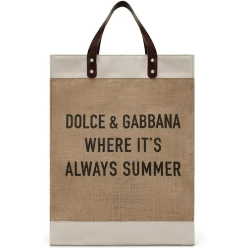 Tote Bags, male, , Size: ONE SIZE Shopping logo-print tote bag - Dolce & Gabbana - Modalova