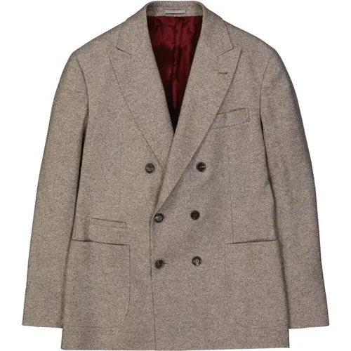 Double-Breasted Wool Jacket , male, Sizes: L, S - BRUNELLO CUCINELLI - Modalova