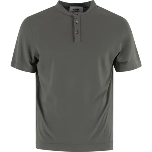 Cotton T-Shirt with Buttons , male, Sizes: 2XL, M, L, XL - Alpha Studio - Modalova
