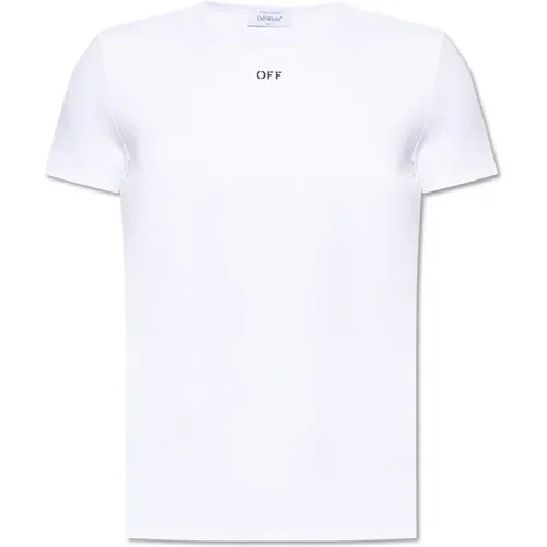 Off , Geripptes T-Shirt , Herren, Größe: L - Off White - Modalova