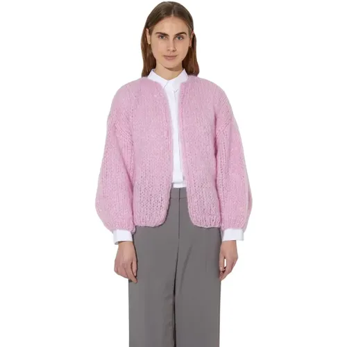 Weicher Mohair Bomber Cardigan in Rosa , Damen, Größe: S - Maiami - Modalova