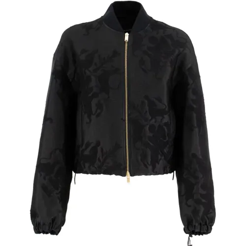 Sophisticated Bomber Jacket with Jacquard Boucl Fabric , female, Sizes: XS, S - Fabiana Filippi - Modalova