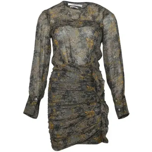 Elegant Multicolor Printed Dress with Ruched Detailing , female, Sizes: S - Isabel Marant Pre-owned - Modalova