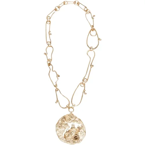 Necklaces, female, , Size: ONE SIZE Golden Chain Necklace with Medallion - Max Mara Weekend - Modalova