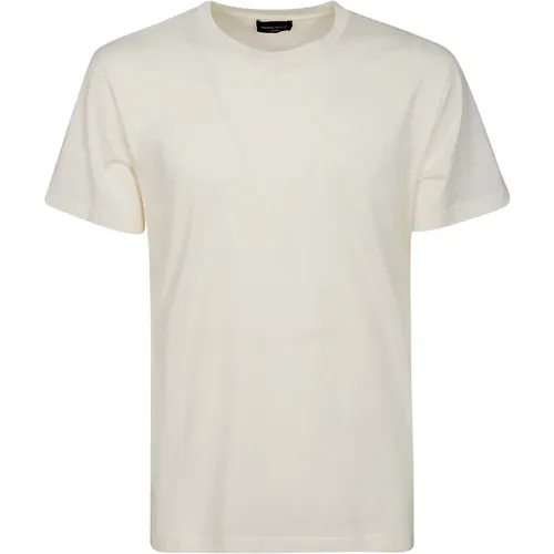 White Cotton Half-Sleeved T-Shirt , male, Sizes: XL, M, L, 3XL - Roberto Collina - Modalova