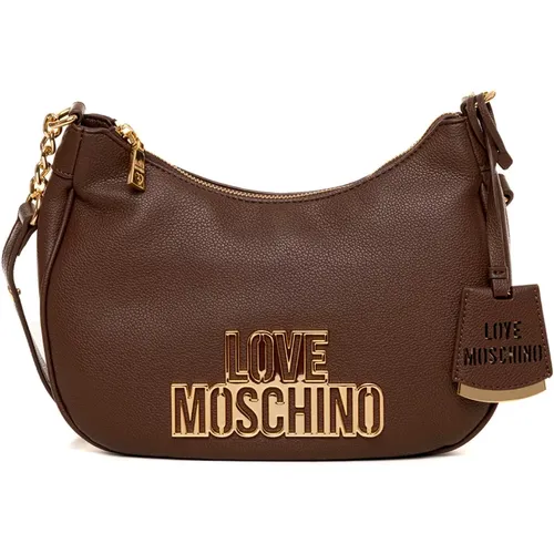 Shoulder Bags, female, , Size: ONE SIZE Half Moon Shaped Bag with Zip - Love Moschino - Modalova