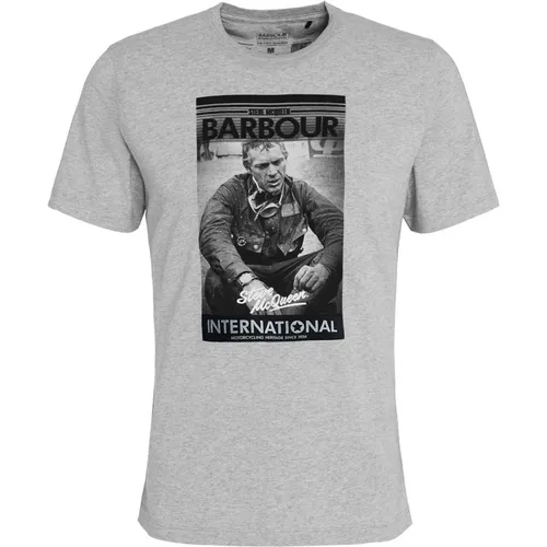 T-Shirts, male, , Size: XL Steve McQueen Mount T-Shirt Grey Marl - Barbour - Modalova